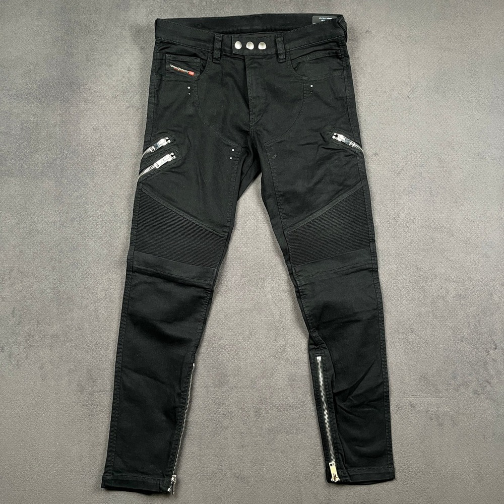 Diesel D-Dean Slim Biker Jeans Mens 32 Black 069QV Coated Moto Stretch 34x32 NEW